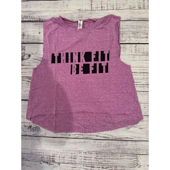 Lorna Jane Life Think Fit Be Fit Cropped Muscle Tank Top in Purple Size Medium - Picture 2 of 4